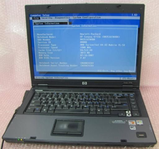 hp Compaq 6715b AMD Turion 64 X2 1.90GHz 3072MB Laptop Parts Repair 