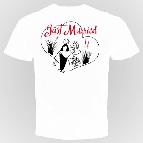 just married T shirt funny wedding love bride groom  