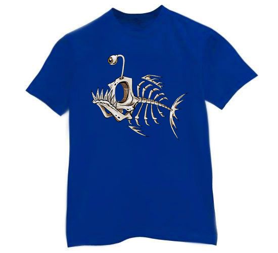 Fish skeleton bones T Shirt angler piranha new cool  