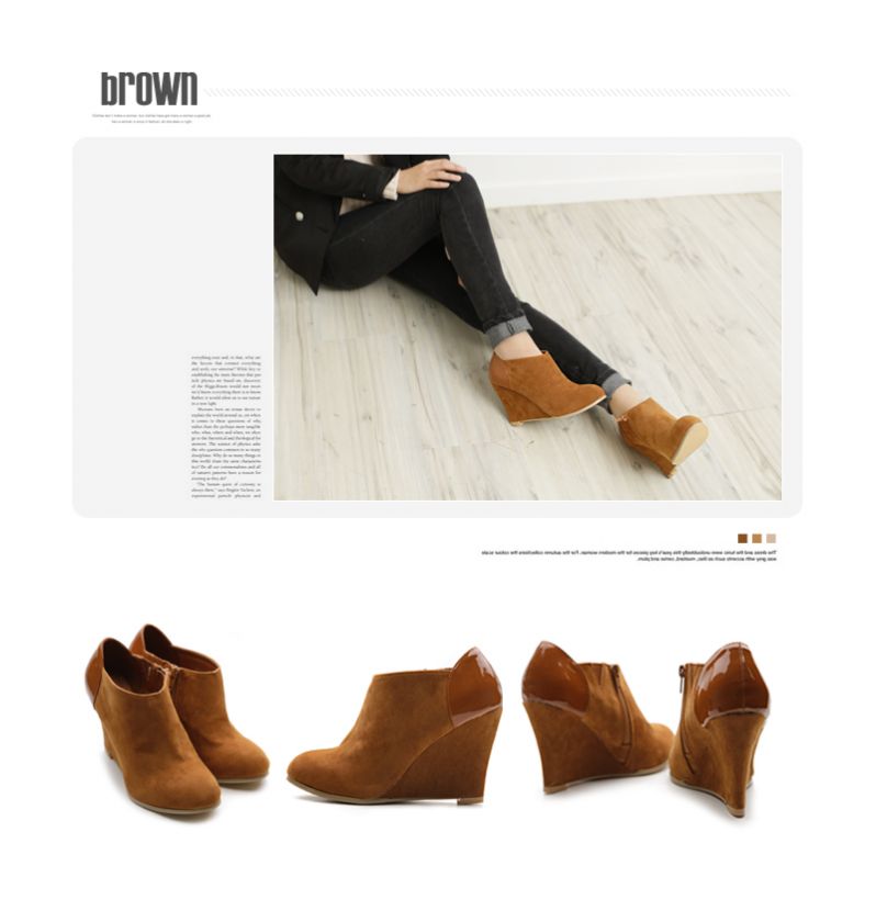   Shoes Faux Suede Fashion Ankle Plain Boots Wedge High Heels  