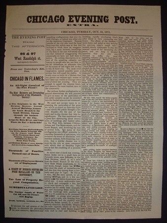   CHICAGO FIRE 4 MILES 2 DAYS FLAMES OCTOBER 10 1871 HISTORIC NEWSPAPER