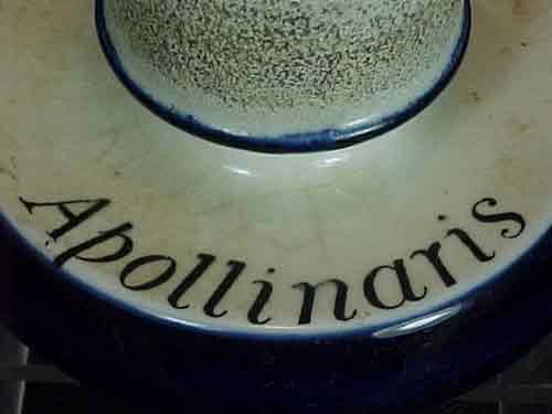 Pottery Apollinaris Match Holder W & W Co. Burslem Eng  