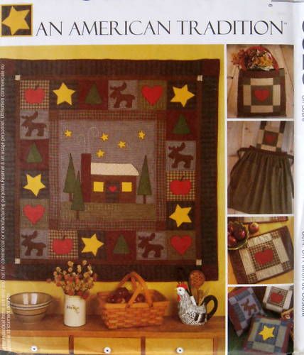 Applique Quilt pattern log cabin wall hanging moose  