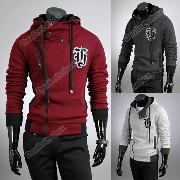 New Mens Slim Top Designed Hoodie Winter Coat Jacket Three Color Four 