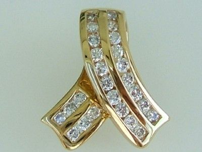 14k. Yellow Gold Diamond Slide Pendant 0.48 Cts. TWT. New  