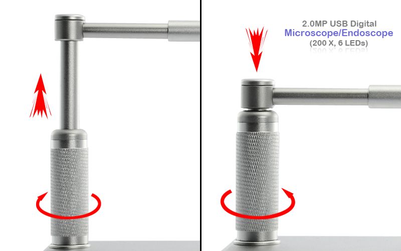 0MP USB Digital Microscope/Endoscope (200X, 6 LEDs)  