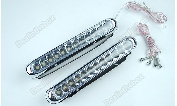 New 2 x Car Truck Universal Day Fog Aux 12 Car LED 12V DC White Day 