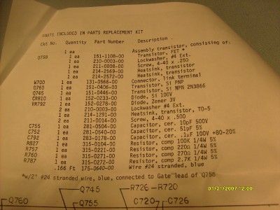 TEKTRONIX Transistor parts replacement kit # 050 0816 0  