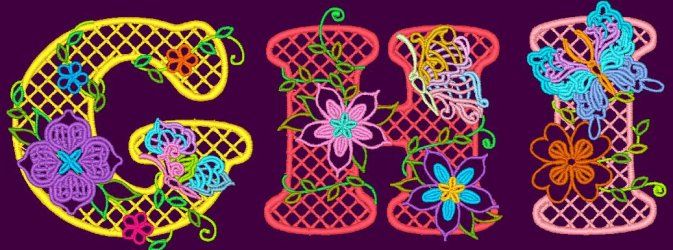 BUTTERFLY LACE 76 MACHINE FONT EMBROIDERY DESIGNS (AzEB  