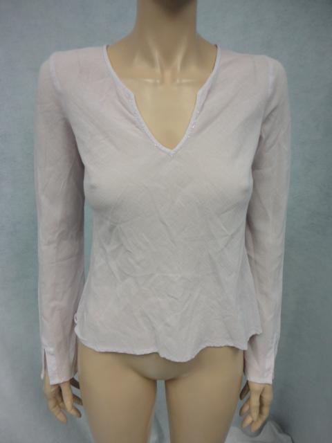   Light Purple Sheer Cotton Beaded V Neck Shirt Top 4 S Small  