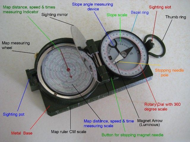 Quality Metal Map Measuring Compass  military old model  