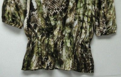 Chicos GLOWING PYTHON BALLAS TUNIC TOP ~ AVOCADO ~ CHICOS SIZE 1 