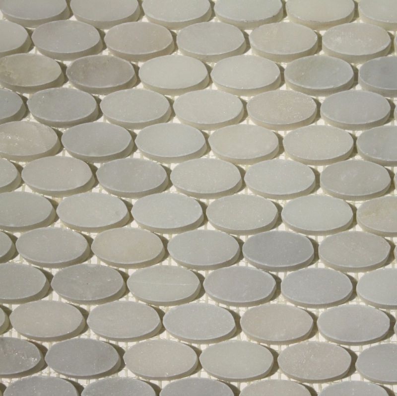 Kitchen Bathroom White Thassos Oval Mosaic Marble Tile  