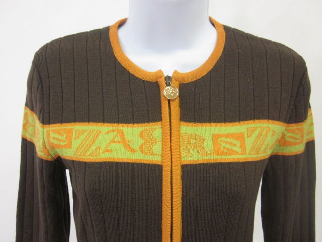 BAZAR DE CHRISTIAN LACROIX Brown Zip Up Sweater Sz S  