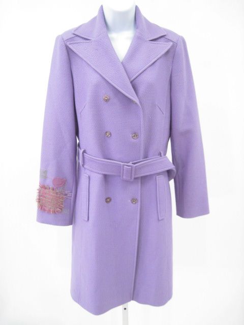 CHRISTIAN LACROIX BAZAR Purple Knit Wool Coat Jacket 38  