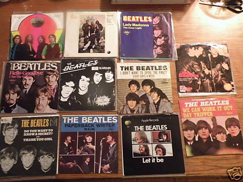 Lot of 11, Beatle, 45s records & PSs, Most Vintage  