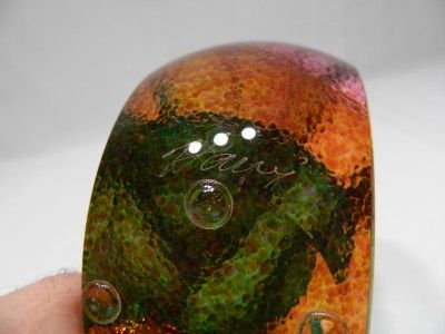 UNUSUAL CONTEMPORARY STUDIO ART GLASS PAPERWEIGHT SIGNED BY ARTIST 