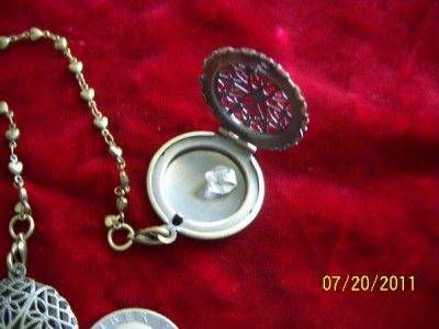 Antique Brass Locket HERKIMER DIAMOND Pendulum   UNIQUE  