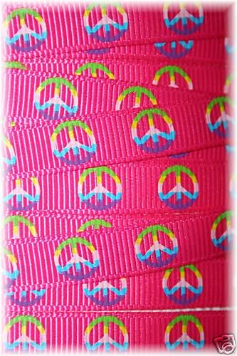 BITTY PEACE SIGNS GROOVY HIPPIE GROSGRAIN RIBBON PK  