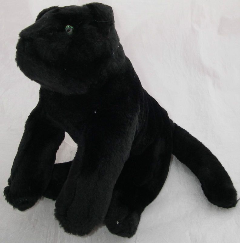 Rainforest Cafe Plush Black Panther Cat Green Eyes 10  