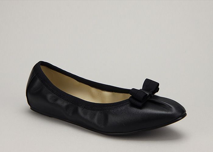 11049 Goatskin Leather Ribbon Handmade Flats Black US  