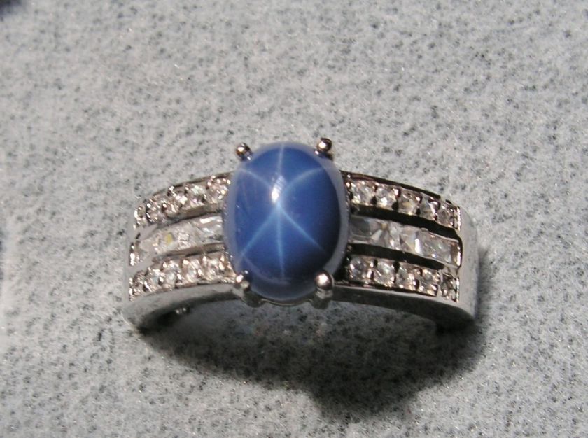 VINTAGE LINDE LINDY CF BLUE STAR SAPPHIRE CREATED RING  