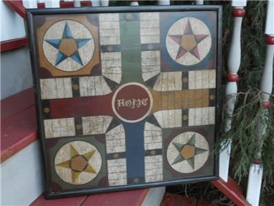 PRIMITIVE PARCHEESI GAME BOARD GAMEBOARD FOLK ART  