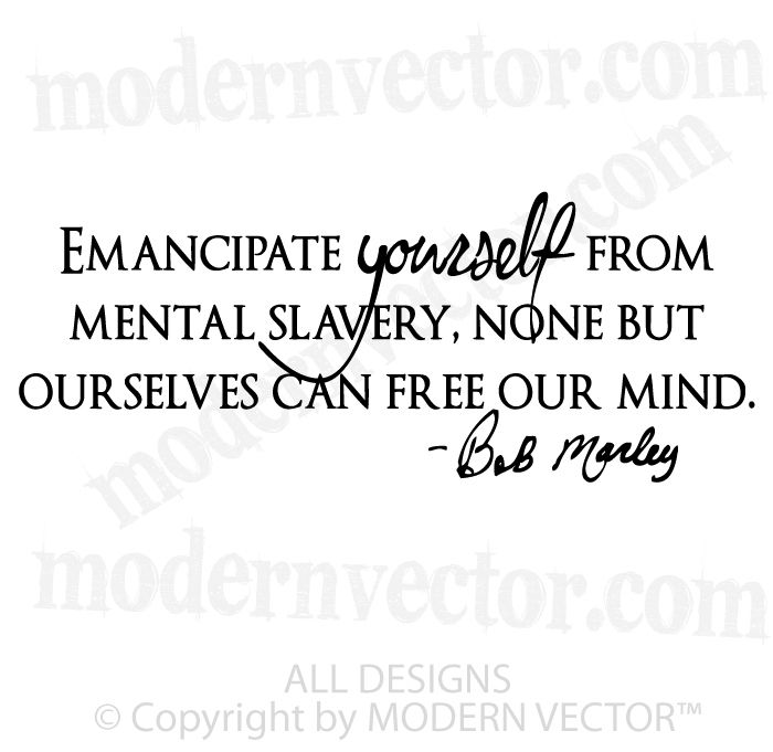 Bob Marley Vinyl Wall Quote Decal Mental Slavery  