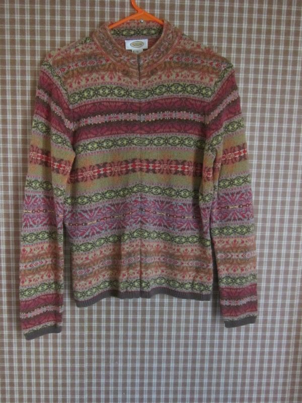 TALBOTS ZIP FRONT CARDIGAN SWEATER M MEDIUM  