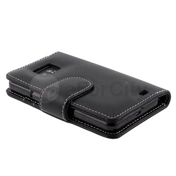 Black Pouch Case Skin+Car Charger+Privacy LCD For Samsung Galaxy S II 