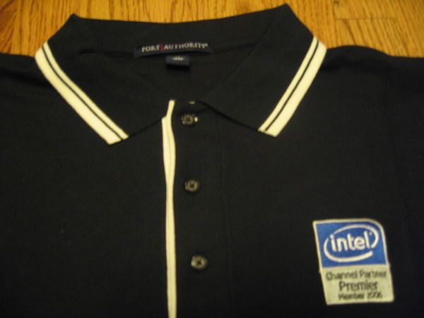 INTEL logo POLO SHIRT Black NEW NWoT XL Channel Partner  