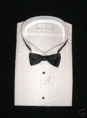 NEW MENS WHITE WING TUXEDO DRESS SHIRT & BOW TIE PK SZ  