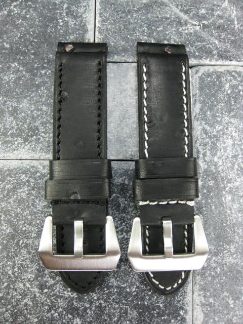 22mm NEW MOON COW LEATHER STRAP Band for PANERAI Black  