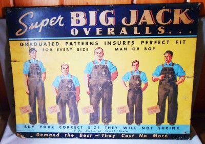 Vintage Advertising Sign   Big Jack Overalls   Bristol, TN  