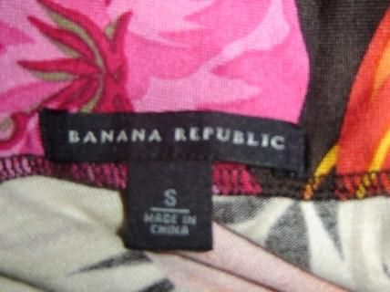 BANANA REPUBLIC Silk TROPICAL FLORAL Print JERSEY Sarong WRAP SKIRT S 