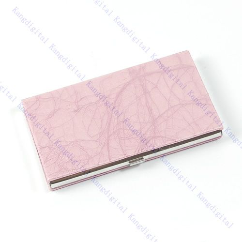 Pink Leather Metal Business Credit Card Holder Case Box  