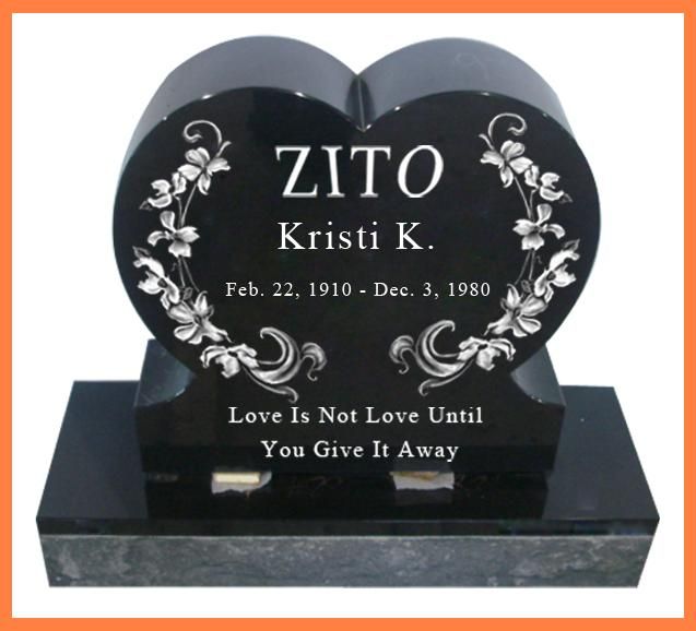 Cemetery Monument Single Heart Design Custom Headstone  