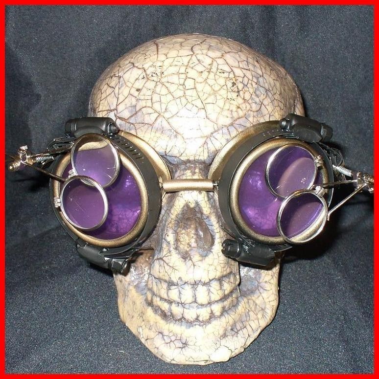 Steampunk Goggles Glasses cyber lens FP goth punk RAVE Aviator Biker 