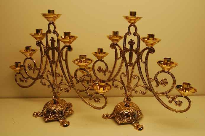 Pair 7 light Marian Church Candelabra Candlesticks  