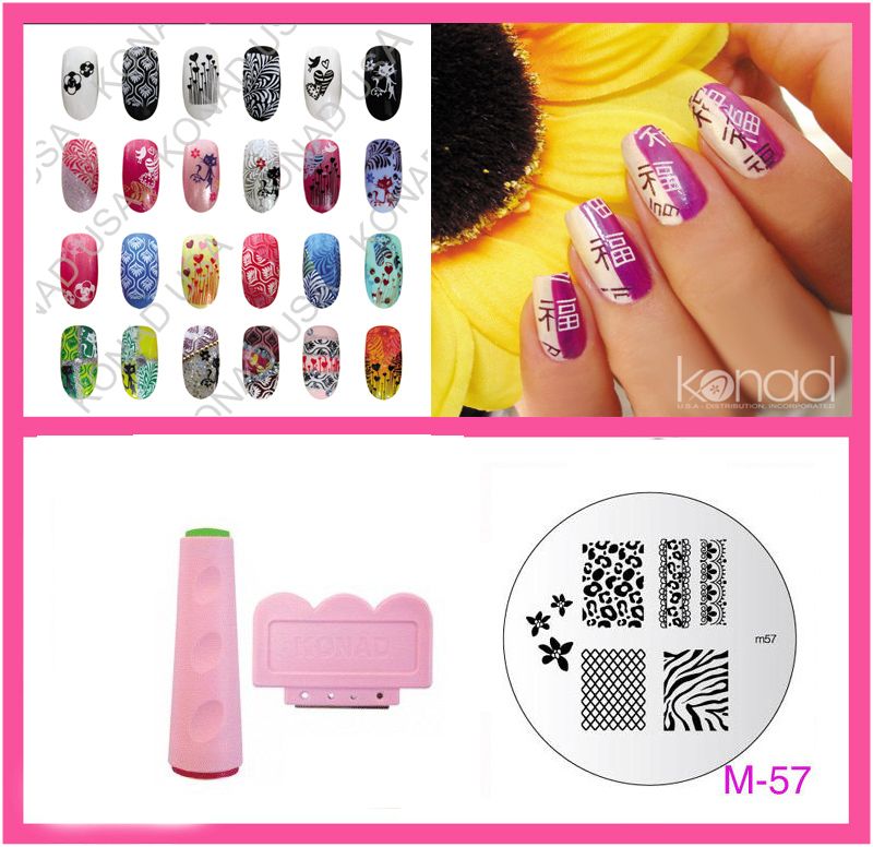 57 Zebra+2 Way Stamper &Scraper Konad Nail Art  