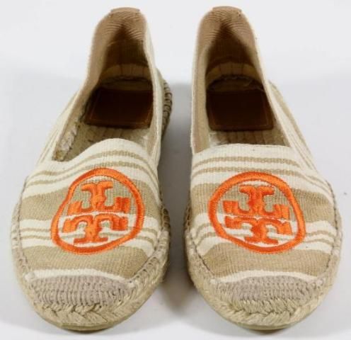   Natural Striped Hemp Canvas Slip On Espadrille Flats Size 7  