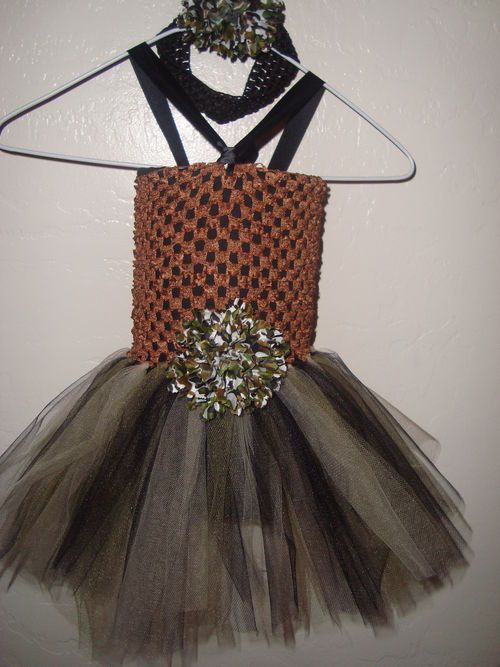 Custom BABY Tutu Halter Dress w Headband CAMO CARNATION  