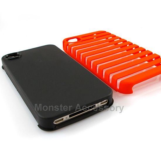 Orange Fusion Dual Flex Hard Case Snap On Cover For Apple iPhone 4 