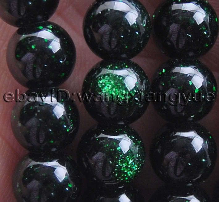 10mm Galaxy Staras Green Sand Sun Sitara Loose Bead 15  