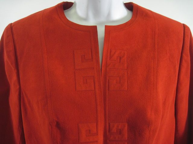 VNTG B. CLEMO Red Suede Blazer Pencil Skirt Suit Outfit  