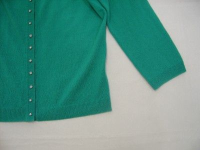 Shirred Shoulder Victor 100% Cashmere Sweater S Womens Cardigan Thick 