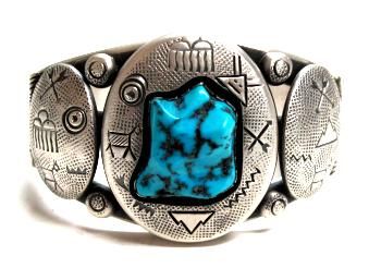 Calvin Martinez Petroglyph Shadow Box Nugget Bracelet  