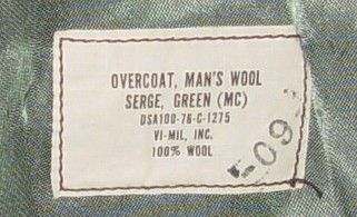 VIETNAM 197O MARINE CORP USMC WOOL OVERCOAT TRENCH COAT  