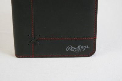 RAWLINGS BLACK TRAVEL PASSPORT WALLET BASEBALL LEATHER  