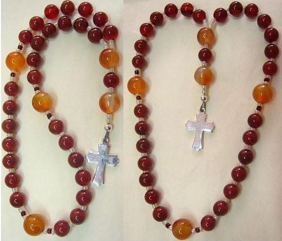 MINI ANGLICAN ROSARY CARNELIAN & STERLING SILVER  